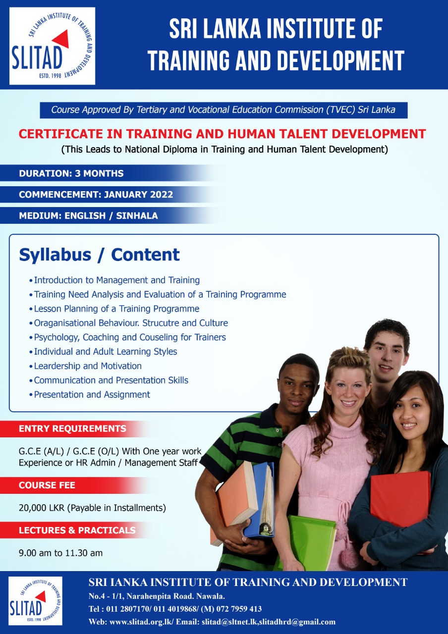 Certificate in Training  and Human Talent Development